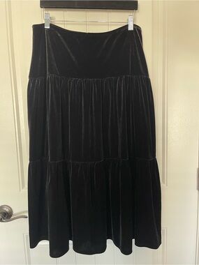 Black Velvet Tiered Maxi Skirt large
